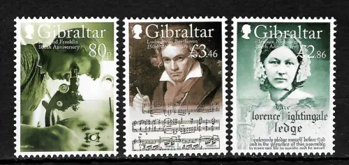 Gibraltar 2020: van Beethoven, Florence Nightingale, Rosalind Franklin, **