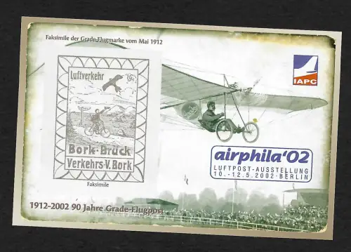 Bund/Berlin 2002: Faksimile Block zur airphila - Luftpost Ausstellung