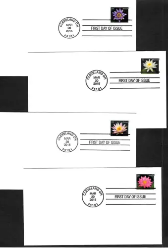 USA forever 2015: Wasserlilien, 4x FDC