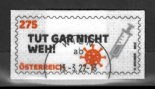 Österreich 2022: Tut gar nicht weh, Pflaster Briefmarke, gestempelt
