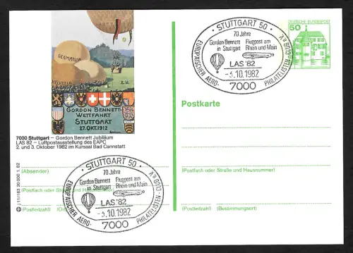 Bund 1982: Stuttgart: Gordon Bennett in Stuttgart, Flugpost, Zeppelin, Ballon