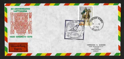 Bolivien 1976: 50 Aniversario Lufthansa: 50 Jahre Lufthansa, Eilbote