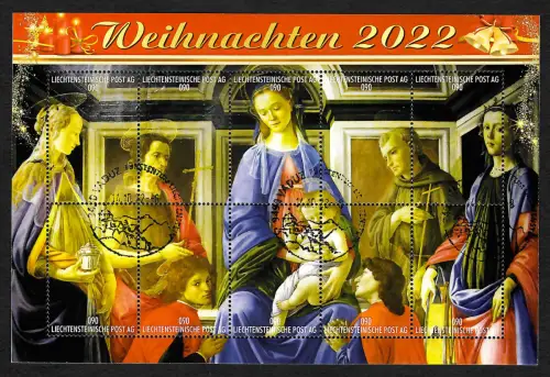 Liechtenstein 2022: Weihnachten - Kleinbogen, gestempelt