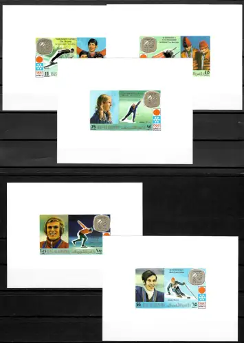 RAS Al Khaima 1972: Olympiade Sportarten Sapporo, 5x Luxusblöcke, postfrisch