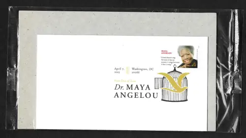 USA forever 2015: Maya Angelou, Bird/Vogel, color FDC, Original Verpackung