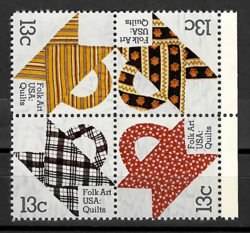 USA: Folk Art, USA: Quilts, postfrisch, 4x stamps