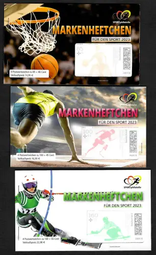 Bund 2023: Für den Sport - Paralympische Sportarten, 3x Markenheftchen