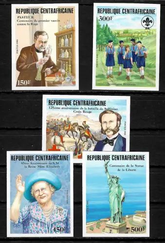 Zentralafrika 1985: Louis Pasteur, Scoutisme Feminin, Solférino - Croix Rouge, .