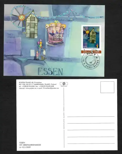 Aland 2009: Briefmarkenmesse Essen, Postkarte gestempelt