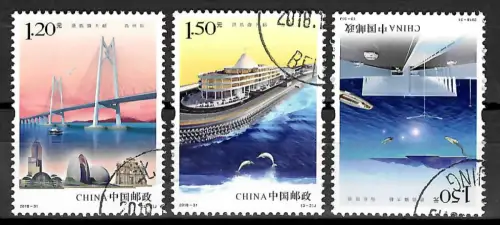 China 2018-31: Hongkong-Macau-Brücke, gestempelt