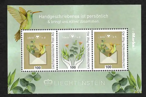 Liechtenstein die Marke 2020: Handgeschriebenes ist persönlich, postfrisch