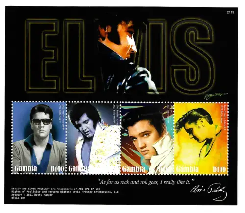 Gambia 2021: Elvis Presley, The King of Rock & Roll, postfrisch