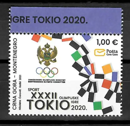 Montenegro 2021: Olympische Spiele Tokio 2020, postfrisch