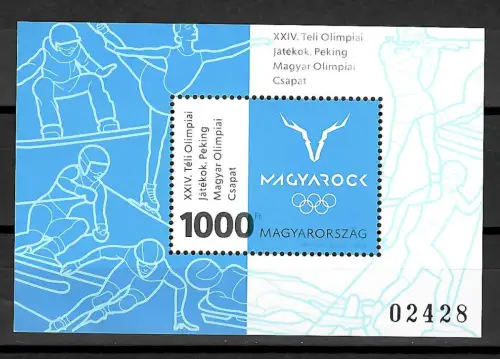 Ungarn 2022: Olympische Winterspiele Peking, Block #467A, postfrisch
