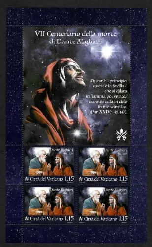 Vatikan 2021: 700. Todestag von Dante Alighieri, postfrisch