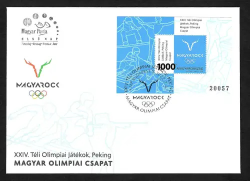 Ungarn 2022: Olympische Winterspiele Peking, Block #467A, FDC