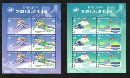 UNO Wien 2022: Sport für den Frieden, Winterspiele Peking, 2x Kleinbogen **