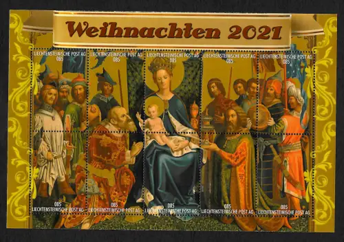 Liechtenstein 2021: Weihnachten 2021, Kleinbogen, postfrisch