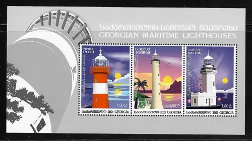 Georgien 2021: Maritime Lighthouses, Leuchttürme, postfrisch