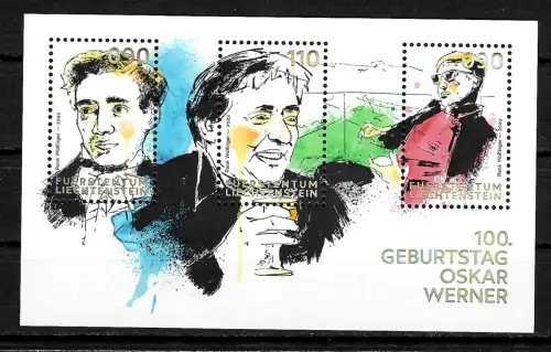 Liechtenstein 2022: 100. Geburtstag Oskar Werner, postfrisch