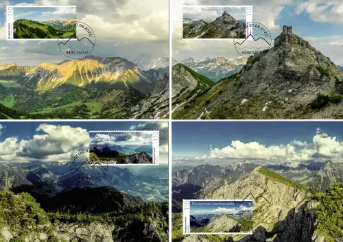 Liechtenstein 2022: Bergpanorama, 4x Maximumkarten