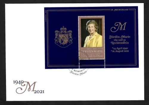 Liechtenstein 2021: Fürstin Marie von und zu Liechtenstein, FDC