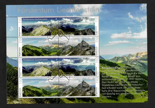Liechtenstein 2022: Bergpanorama, Block gestempelt