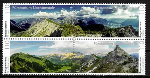 Liechtenstein 2022: Bergpanorama, 4er-Block, postfrisch