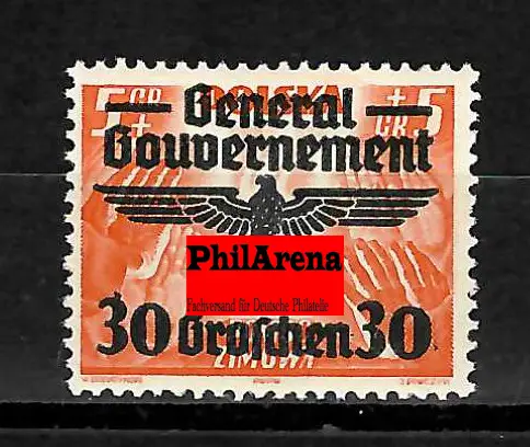 Generalgouvernement GG: Dienstmarken MiNr. 30 II,  postfrisch, BPP Befund