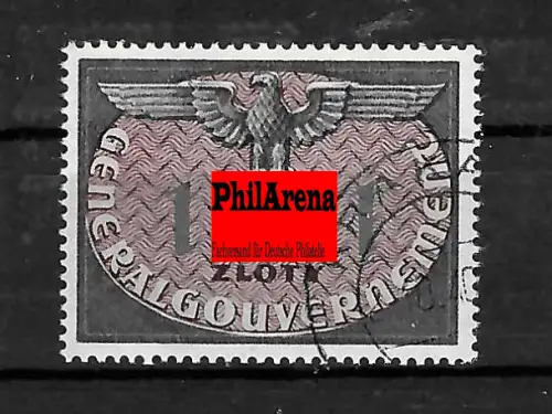 Generalgouvernement GG: Dienstmarken MiNr. D13, gestempelt, verfärbte Wertziffer