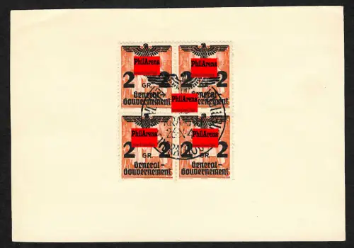 Generalgouvernement GG: MiNr. 17, Viererblock mit Sonderstempel