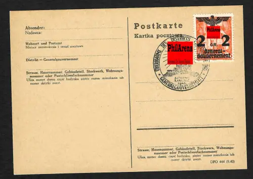 Generalgouvernement GG: Blanko Postkarte mit Sonderstempel 1941