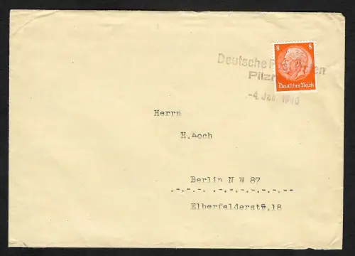 Generalgouvernement GG: Deutsche Post Osten, Pilzno, 4.1.40, früher Stempel