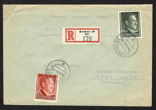 Generalgouvernement GG: Einschreiben Krakau-Max Haldenwang 1943