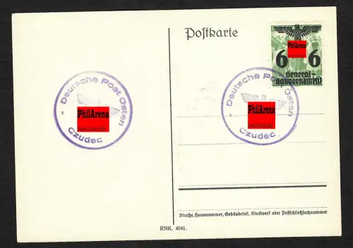 Generalgouvernement GG: Blanko Postkarte mit frühem Stempel DPO Czudec