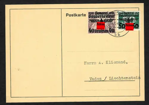 Generalgouvernement GG: 4x Blanko Postkarte ex MiNr. 14-39