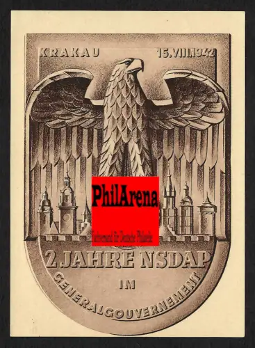 Generalgouvernement GG: Offizielle Gedenkkarte der DPO - Druckverschiebung unten