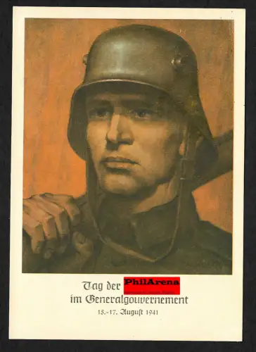 Generalgouvernement GG: Offizielle Gedenkkarte der DPO - mit einem Sonderstempel