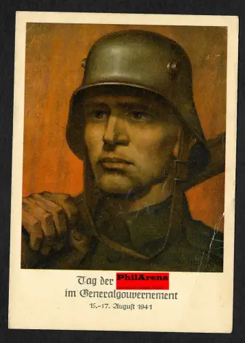 Generalgouvernement GG: Offizielle Gedenkkarte der DPO - gebogene 9