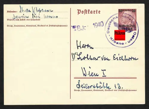 Generalgouvernement GG: Frühe Ganzsache mit Stempel DDPO - Krosno 8.1.40