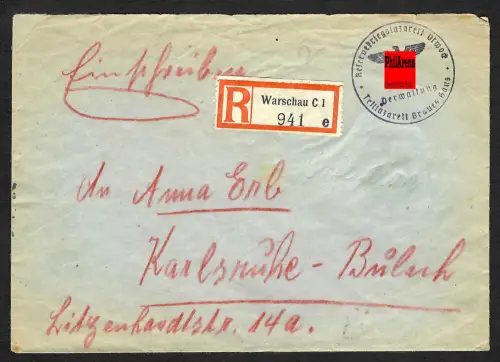 Generalgouvernement GG: Einschreiben Warschau Reservekriegslazarett Otwok