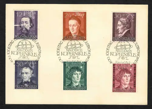 Generalgouvernement GG: MiNr. 96-100 und 104 - Kopernikus mit Sonderstempel