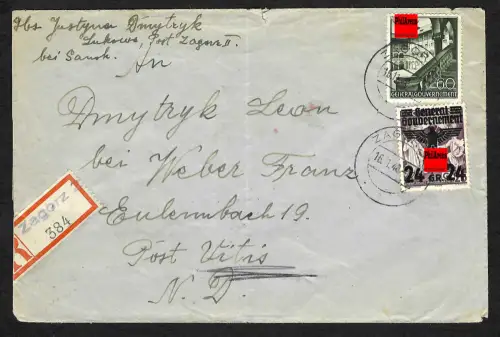 GG Devisenüberwachung: Einschreiben von Zagorz nach Vitis 1940