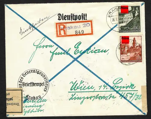 GG Devisenüberwachung: Einschreiben Regierungsstelle nach Wien 1941