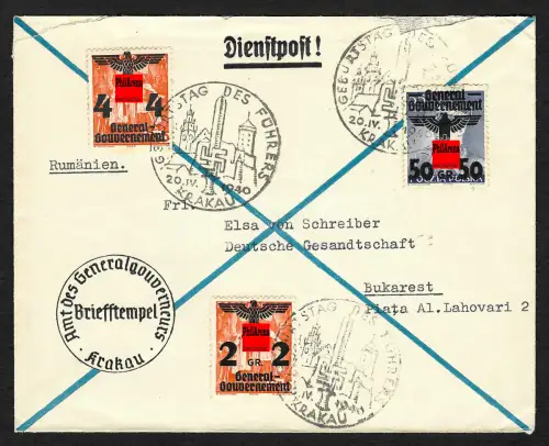 GG Auslandspost: Brief von Krakau nach Bukarest mit Sonderstempel 1940