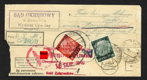 GG Auslandspost: Gericht Zamosc nach Russland, 1940, SELTEN