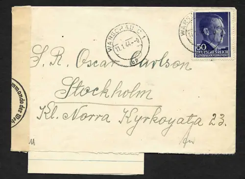 GG Auslandspost: Warschau 1944 nach Stockholm/Schweden, Briefinhalt