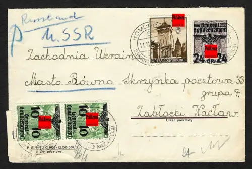 GG Auslandspost: U1 Ganzsache Umschlag 1940 von Krakau  nach Russland