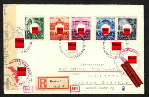 GG Auslandspost: R-Eil Brief Krakau nach Luzern mit Sonderstempel