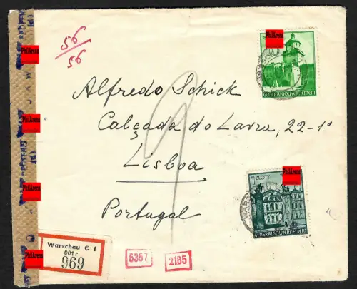 GG Auslandspost: Einschreiben Warschau nach Lissabon